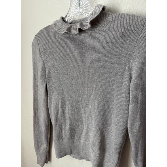 J. Crew Sparkly Silver Metallic Wool Top Size Small - Picture 8 of 8